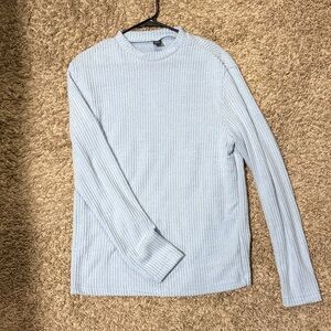 Manfinity Baby Blue Ribbed Crewneck Sweater